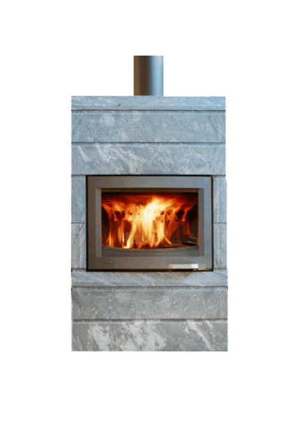 poêle à bois semi masse de la marque lorflam, modèle xp68 box ollaire