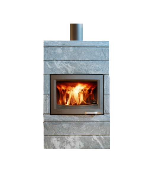 poêle à bois semi masse de la marque lorflam, modèle xp68 box ollaire